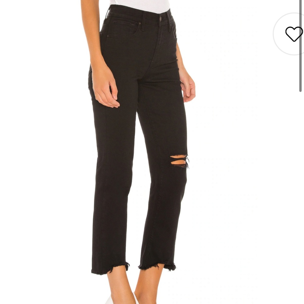 LEVI'S - 724 High Rise Straight Crop Black Jeans with rip size 31